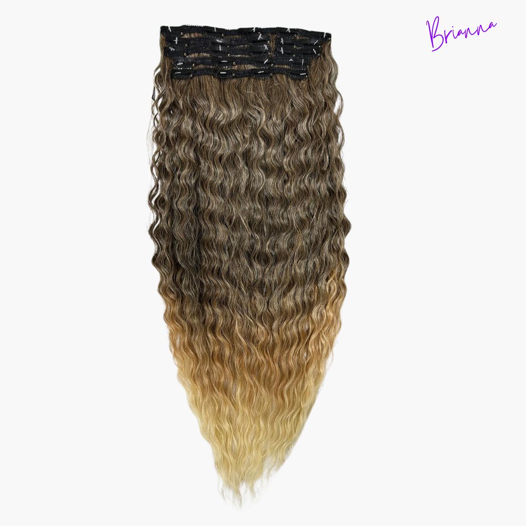 Set di Extension con Clip da 7 bande, 220gr - 60 cm - capelli mossi - Look Impeccabile in Pochi Minuti