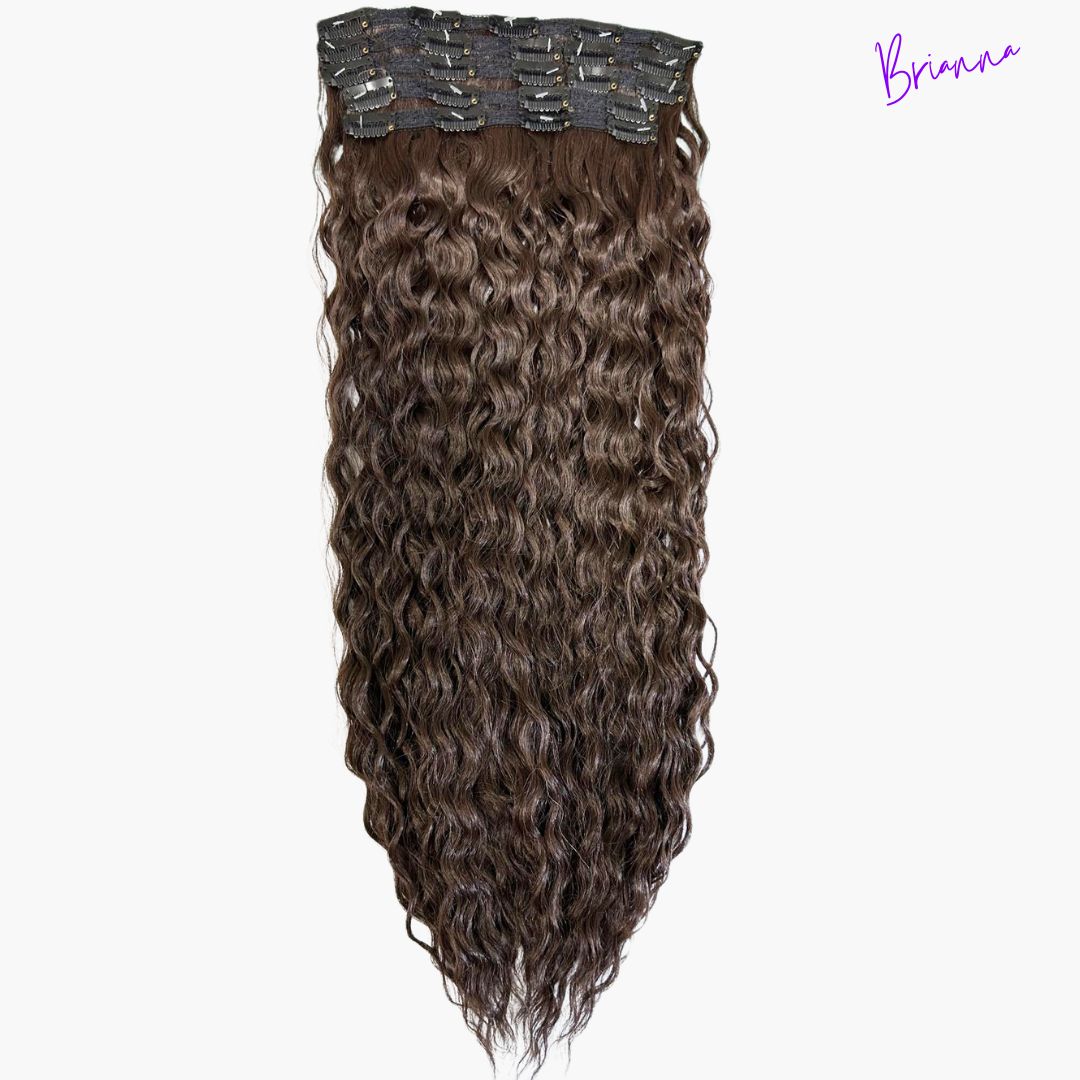 Set di Extension con Clip da 7 bande, 220gr - 60 cm - capelli mossi - Look Impeccabile in Pochi Minuti