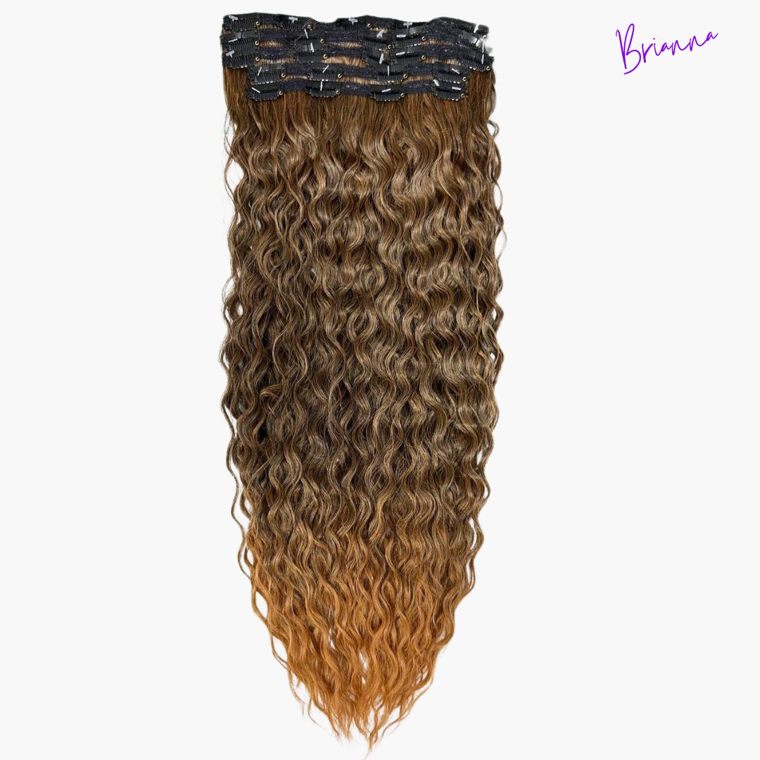 Set di Extension con Clip da 7 bande, 220gr - 60 cm - capelli mossi - Look Impeccabile in Pochi Minuti