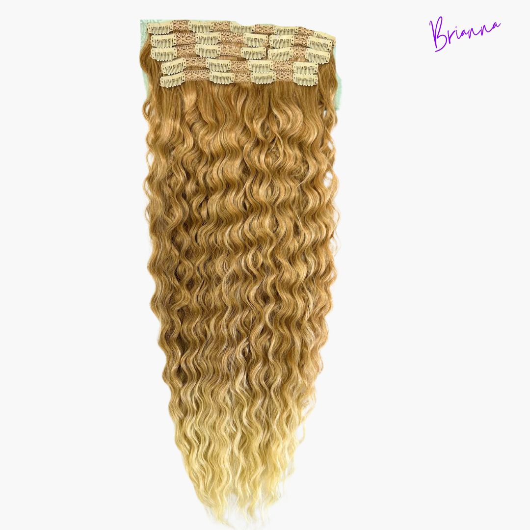 Set di Extension con Clip da 7 bande, 220gr - 60 cm - capelli mossi - Look Impeccabile in Pochi Minuti