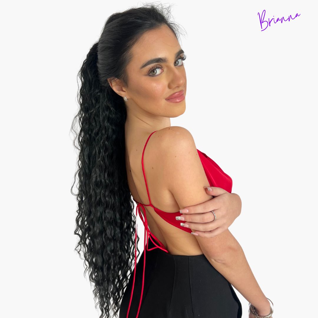 Coda con laccio laterale - Capelli ricci 70 cm -
