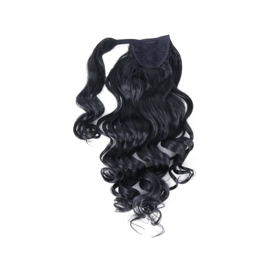 Coda con laccio laterale - Capelli ondulati 70 cm