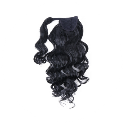 Coda con laccio laterale - Capelli ondulati 70 cm