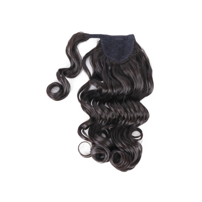 Coda con laccio laterale - Capelli ondulati 70 cm