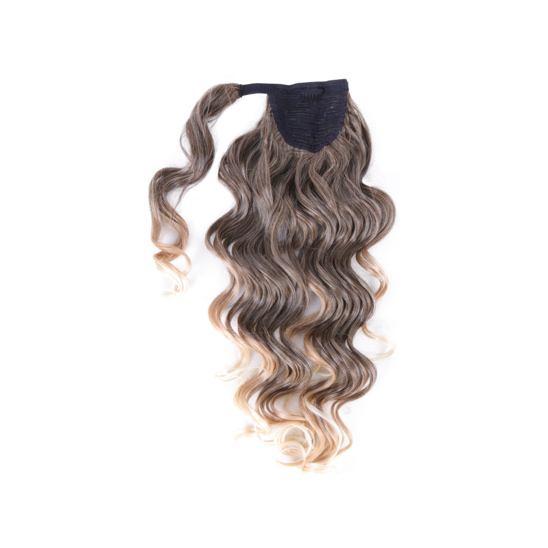 Coda con laccio laterale - Capelli ondulati 70 cm