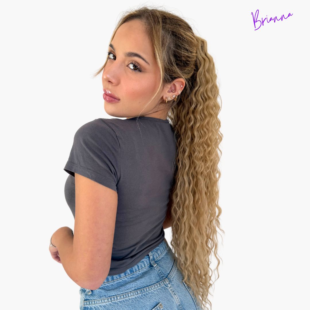 Coda con laccio laterale - Capelli ricci 70 cm -